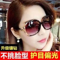 太阳镜女圆脸大框偏光镜太阳眼镜女士墨镜蛤蟆镜防紫外线新款潮镜 山茶花黑框红片+盒子+眼镜袋+眼镜布 高清防紫外线+防晕+