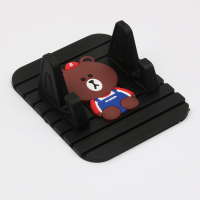 车载手机座创意可爱卡通导航手机支架仪表套防滑垫座式汽车内用品 黑色 不带卡通