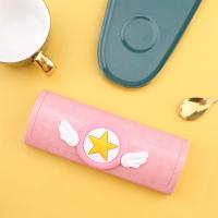 小樱ins少女可爱学生框架小清新简约创意便携收纳萌盒近视眼镜盒 粉色-白色星星 送清洁镜布