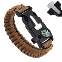 野外求生伞绳手链环编织手环特种兵战术防身战狼2户外救生存装备 带刮片 棕色