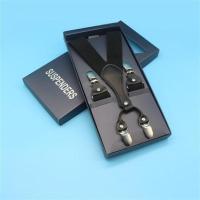 男士背带夹男式四夹西装西裤吊裤带扣成人吊带中老年胖人松紧肩带 黑色