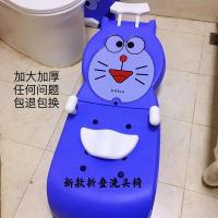 儿童洗头椅洗头床可折叠宝宝洗发椅子小孩洗头躺椅加厚 0-15升级款小猫蓝色图案有气泡