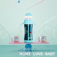不锈钢保温奶瓶宝宝婴儿两用带吸管刻度防摔儿童鸭嘴吸管变保温杯 爱立方兰180ML 标配版