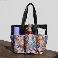 网眼洗澡篮浴室收纳包便携手提洗浴可折叠袋健身洗漱兜游泳沐浴篮 3654