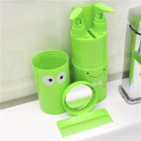 洗漱杯便携出差旅行户外牙刷分装瓶套装袋包男士洗浴包女旅游用 嫩绿-空配