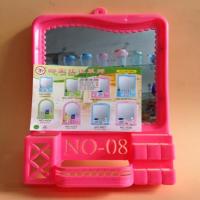 家用墙壁挂浴室镜化妆镜镜墙面壁挂镜免打孔置物架镜子. 08小号粉色