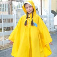儿童雨披女幼儿园宝宝男女童卡通雨衣学生大童带书包位防暴雨雨衣 黄色 L(身高90-120CM)