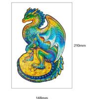 猫头鹰狮子动物积木拼图木制成人儿童亲子智力开发玩具跨境 A5-小飞龙