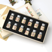 学生星空彩色金粉墨水5ml玻璃笔蘸水笔非碳素钢笔墨水12瓶礼盒装 12星座款(米黄色)