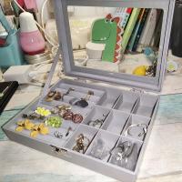 透明三层抽屉耳钉耳环项链饰品收纳盒首饰盒耳饰戒指手饰品珠宝盒 亏本促销款戒指+九格首饰盒