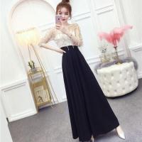 法式复古长裙子2021春秋新款名媛气质亮片收腰修身显瘦连衣裙女装 黑色 S