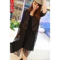 2021春夏200斤胖mm大码女装吊带连衣裙胖妹妹风衣薄外套两件套潮 黑色 XL(体重120-140)