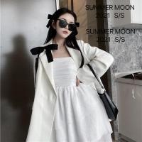 2021女装新款潮ins白色西装外套女春装小香名媛风蝴蝶结西服上衣 白色 [关注店铺优先发货] S