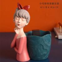 轻奢风泡泡女孩创意摆设家居摆件结婚礼物送新人北欧电视柜装饰品 笔筒女孩粉色