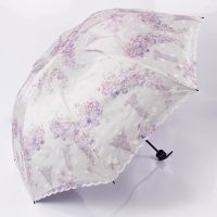 宝丽姿伞蕾丝晴雨两用双层刺绣女黑胶遮阳防紫外线绣花太阳伞 3670C紫色(双层蕾丝黑胶)单人伞