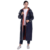 雨衣长款全身防暴雨男女士可爱单人成人电动车自行车骑行走路雨披 高弹力纽扣藏青色均码 2XL身高140-160-男女同款