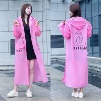 新款雨衣电动车电瓶车长款全身防暴雨女骑行男自行车外套可爱雨披 粉小熊6207(单帽檐+徒步) M号