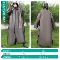 新款多功能带手套男女双帽檐背包位电动车长款全身防暴雨可爱雨披 598咖啡色无图案 XL