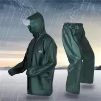 雨衣雨裤套装男女分体防水海胶复合珠光骑行外卖工程牛筋防暴雨 高领墨绿色均码 XL小码（100-130斤）