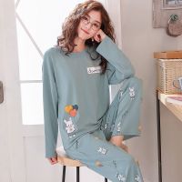 春秋季睡衣女士棉质长袖睡衣秋冬女式中年妈妈开衫翻领家居服套装 3303 特价款 M码 80-100斤