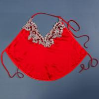 蚕夫人桑蚕丝肚兜女成人刺绣真丝内穿性感宫廷古代结婚睡衣薄 红色V领 均码 140斤以下均可