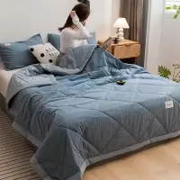 无印良品夏凉被双人空调被水洗棉被子单人夏季宿舍春秋被薄夏被 蓝小格-无印良品-WYLP 80X100cm午休被