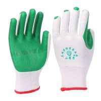 翘拇指加固胶片手套 压纹橡胶防滑耐磨搬砖贴片毛纺棉纱劳保手套 12双装/小帮手胶片手套