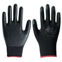 星宇N518N528丁晴软胶防滑防水耐磨劳保工地干活防护手套批发 红宇N539黑丁晴(12双）