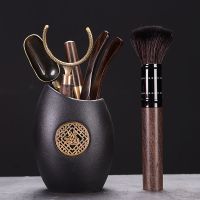 隐茶缘陶瓷茶道六君子茶具配件茶夹茶杯茶笔茶宠功夫泡茶工具套装 福字茶道黑檀六君子