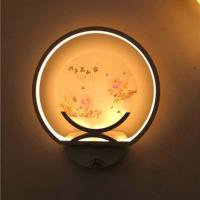 壁灯卧室简约床头楼梯走廊墙壁背景墙壁画新中式创意带开关可调光 无调光 无旋钮 无开关 家合万事兴