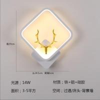 壁灯卧室床头灯led创意现代简约背景墙壁灯北欧过道走廊灯饰灯具 发财鹿头白色(三色变光)