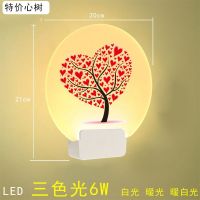 壁灯床头灯客厅卧室LED过道小夜灯插电喂奶墙上开关儿童现代简约 小圆心树