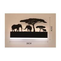 简约后现代床头灯创意卧室客厅北欧LED亚克力超亮过道背景墙壁灯 大象+树 上暖下白