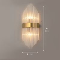 后现代壁灯黑色水晶创意轻奢客厅卧室床头灯壁灯北欧现代简约过道 6002-小号18*46厘米 单色-暖光