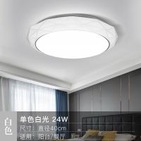 led卧室灯客厅吸顶灯温馨浪漫三色无极遥控简约现代房间灯具圆形 40cm-24瓦单色白光 白色