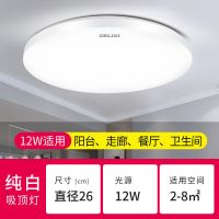 德力西照明 led吸顶灯圆形卧室客厅阳台过道走廊现代简约灯具灯饰 纯白12W/直径26CM