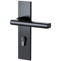 门锁室内家用卧室房门锁黑色静音磁铁锁房间锁通用型简约型锁具 黑色整体锁(把手+锁体+锁芯+配件)