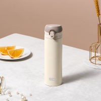 松道316大容量保温杯男女便携不锈钢学生简约弹跳盖水杯子瓶480ml 米色