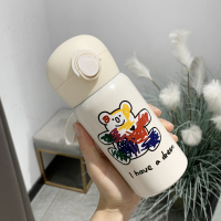 保温杯女学生小巧清新可爱水杯韩版潮流便携简约个性儿童创意杯子 弹跳涂鸦熊360ml