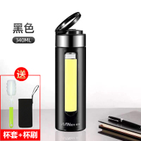 富光水杯玻璃杯双层隔热耐温差男女士便携大容量茶水分离泡茶杯子 黑色340ml送杯套+杯刷
