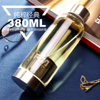 富光玻璃杯 透明带盖水瓶可爱花茶杯男女士水杯创意便携杯子 380ml乐巧玻璃杯