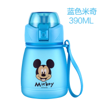 迪士尼儿童水杯幼儿园便携塑料水杯小学生男女宝宝吸管杯家用夏季 390ml蓝色米奇(直饮款)