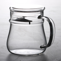 耐高温玻璃茶杯 过滤网茶杯子家用杯子带茶漏耐热中式办公杯水杯 清风明月茶杯430ml[透明把]