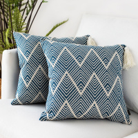 日式抱枕沙发客厅简约抱枕套办公室午睡神器靠枕床头卧室靠垫枕头 藏青 枕套[不含芯]