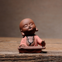 陶瓷多肉花盆装饰创意迷你精品小和尚紫砂园艺摆件琴棋书画小沙弥 精品迷你小沙弥-琴