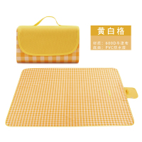 野炊布野餐垫防潮垫加厚草坪垫户外垫子便携超轻防水可折叠ins风 黄白格145x200cm[适合4-6人]