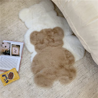 *漂亮的小姨妈* ins风卡通仿兔毛小熊地毯卧室床边毯装饰垫子地垫 白色小熊地毯 45*60cm