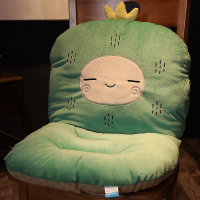 连体坐垫靠垫一体办公室椅垫学生座垫餐椅子凳子屁股垫子毛绒冬季 仙人掌 防滑版-靠垫+坐垫连体