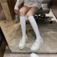 IN MIMIFACE袜子女长筒袜中筒ins潮可爱日系百搭黑色瘦腿jk小腿袜 白色 均码