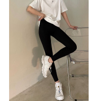 鲨鱼皮打底裤女外穿紧身2012年春秋收腹瘦腿芭比压力瑜伽薄款裤子 九分-纯色高腰款 M